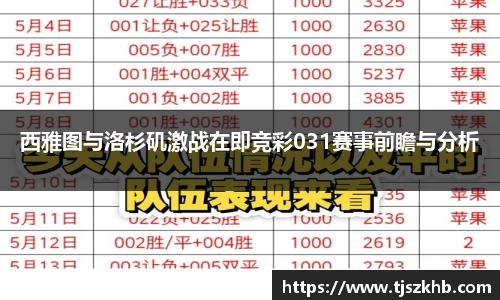 西雅图与洛杉矶激战在即竞彩031赛事前瞻与分析