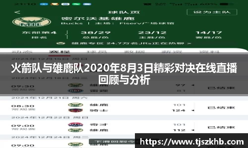 火箭队与雄鹿队2020年8月3日精彩对决在线直播回顾与分析